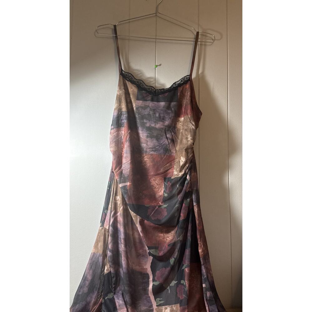 Cider XL Floral Satin Slip Dress Maxi Lingerie Nightgown Elegant New OO - Picture 2 of 6